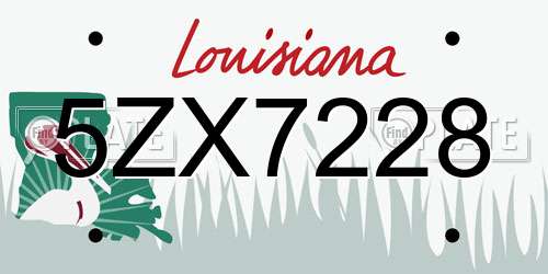 5ZX7228 Louisiana License Plate