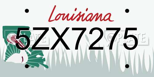 5ZX7275 Louisiana License Plate