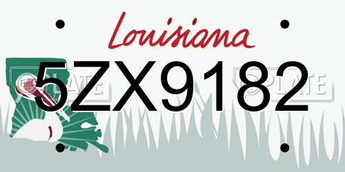 5ZX9182 Louisiana License Plate