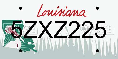 5ZXZ225 Louisiana License Plate