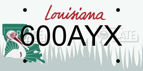 600AYX Louisiana License Plate