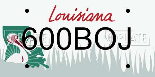 600BOJ Louisiana License Plate