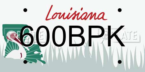 600BPK Louisiana License Plate