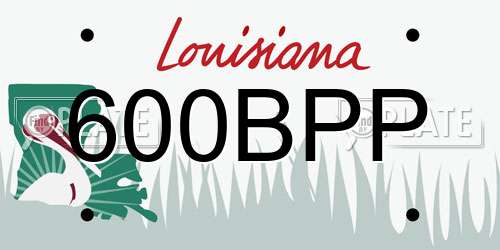 600BPP Louisiana License Plate