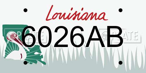 6026AB Louisiana License Plate