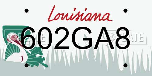 602GA8 Louisiana License Plate