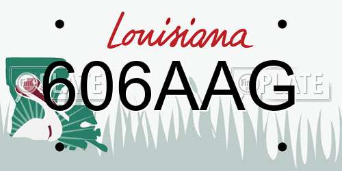 606AAG Louisiana License Plate