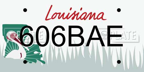 606BAE Louisiana License Plate