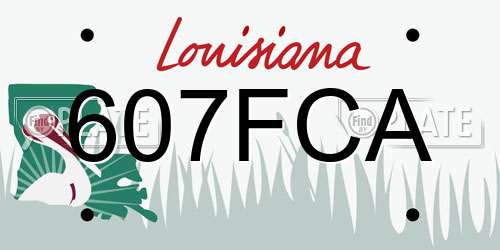 607FCA Louisiana License Plate