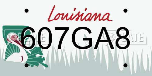607GA8 Louisiana License Plate