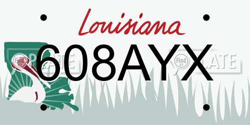 608AYX Louisiana License Plate