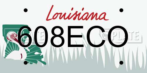 608ECO Louisiana License Plate