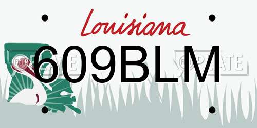 609BLM Louisiana License Plate