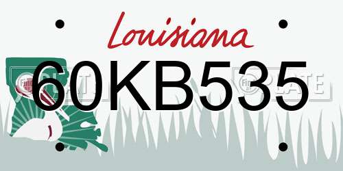 60KB535 Louisiana License Plate