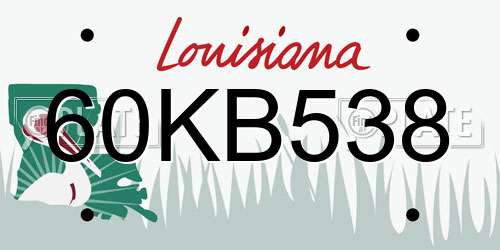 60KB538 Louisiana License Plate