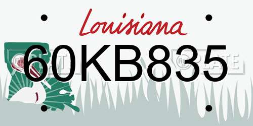 60KB835 Louisiana License Plate