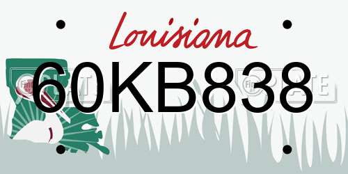 60KB838 Louisiana License Plate
