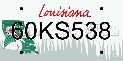 60KS538 Louisiana License Plate