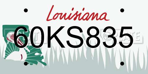 60KS835 Louisiana License Plate