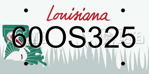 60OS325 Louisiana License Plate