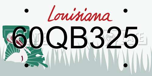 60QB325 Louisiana License Plate