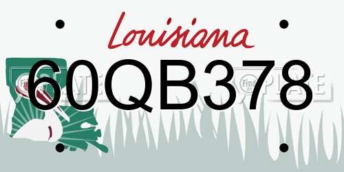 60QB378 Louisiana License Plate