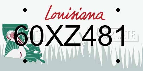 60XZ481 Louisiana License Plate