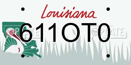 611OT0 Louisiana License Plate
