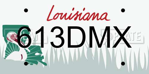 613DMX Louisiana License Plate