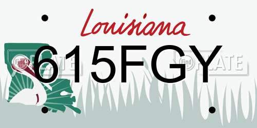 615FGY Louisiana License Plate