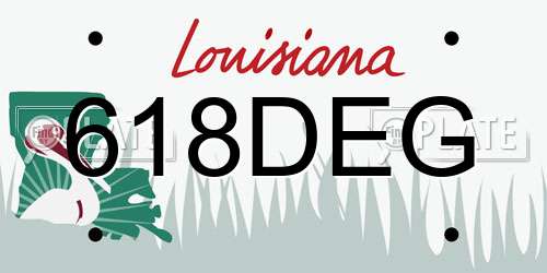 618DEG Louisiana License Plate