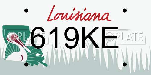 619KE Louisiana License Plate