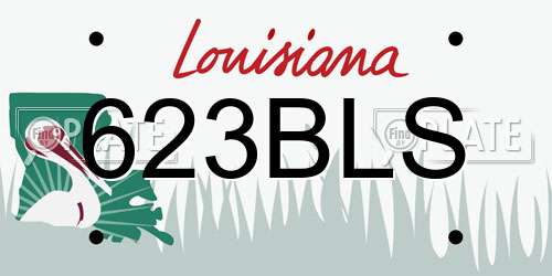 623BLS Louisiana License Plate