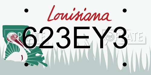623EY3 Louisiana License Plate