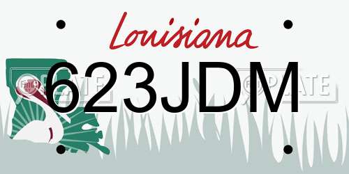 623JDM Louisiana License Plate