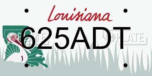 625ADT Louisiana License Plate