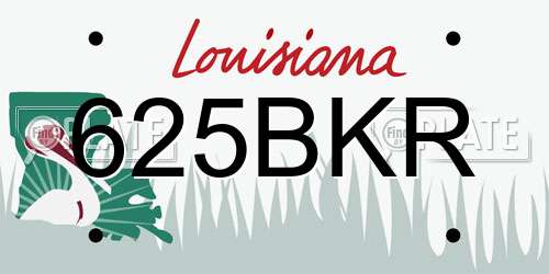 625BKR Louisiana License Plate