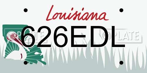 626EDL Louisiana License Plate