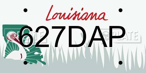 627DAP Louisiana License Plate