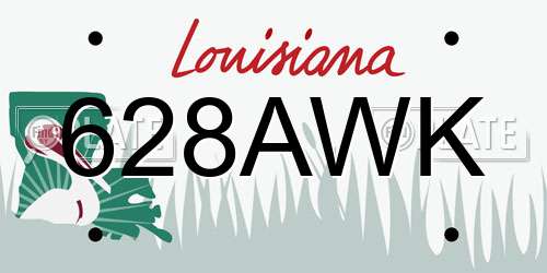 628AWK Louisiana License Plate