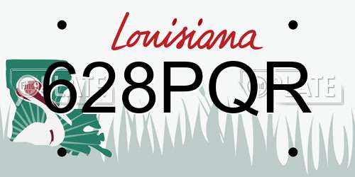 628PQR Louisiana License Plate
