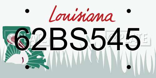 62BS545 Louisiana License Plate