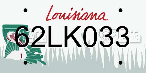 62LK033 Louisiana License Plate
