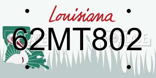 62MT802 Louisiana License Plate