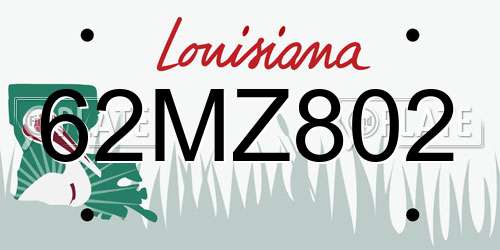 62MZ802 Louisiana License Plate