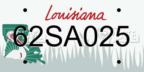 62SA025 Louisiana License Plate