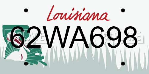 62WA698 Louisiana License Plate