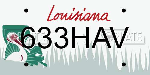 633HAV Louisiana License Plate