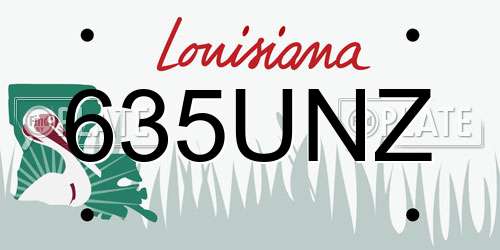 635UNZ Louisiana License Plate