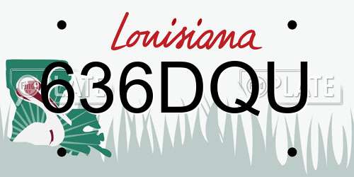 636DQU Louisiana License Plate